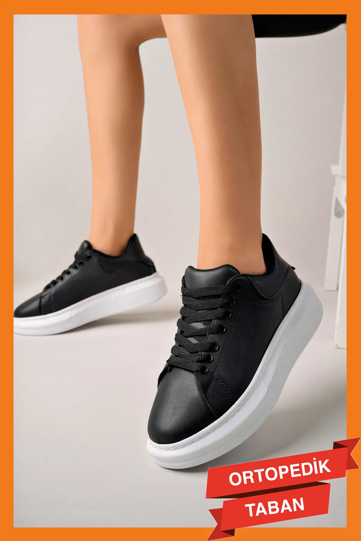 Luis a Costa LC101 Siyah Cilt Beyaz Taban Kadın Sneaker