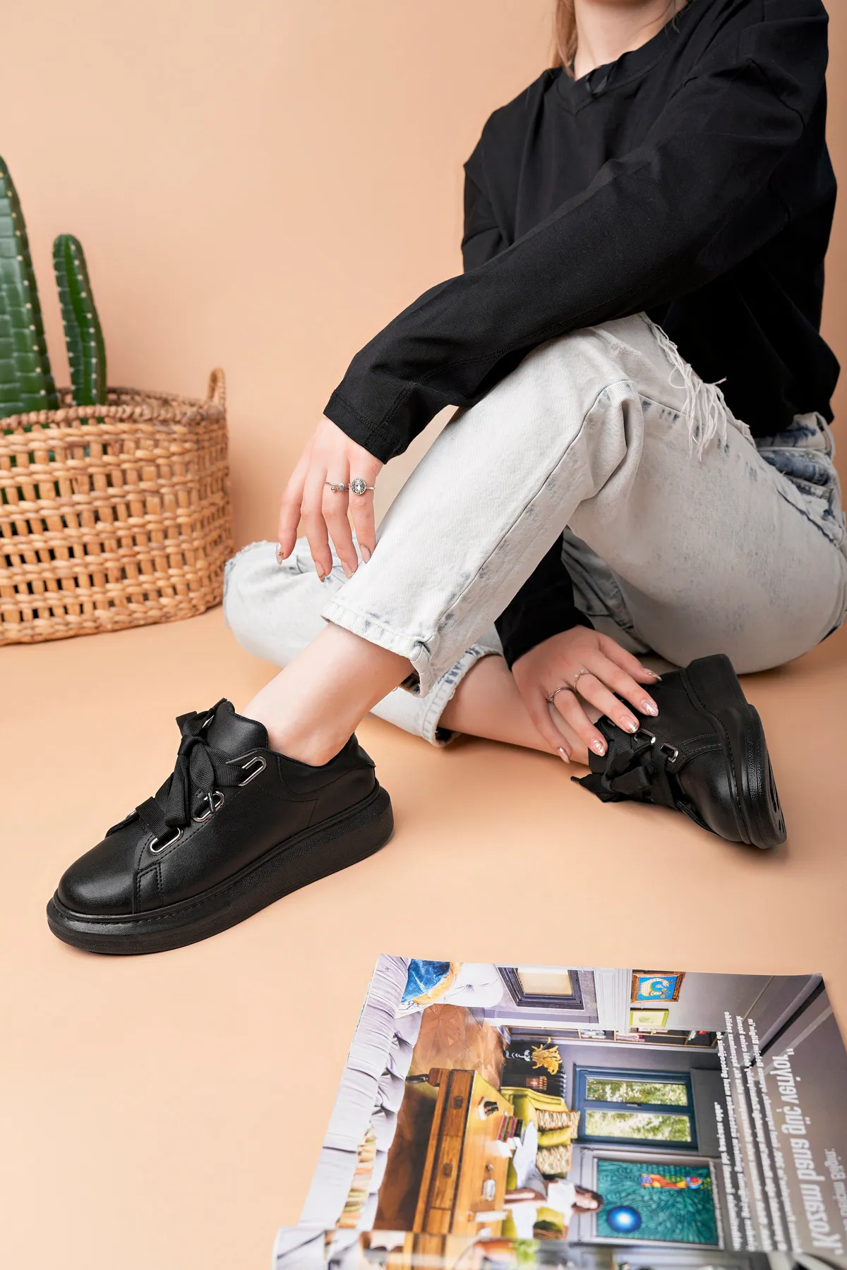 Luis a Costa LC105 Siyah ST Bağcıklı Kadın Ayakkabı - 2