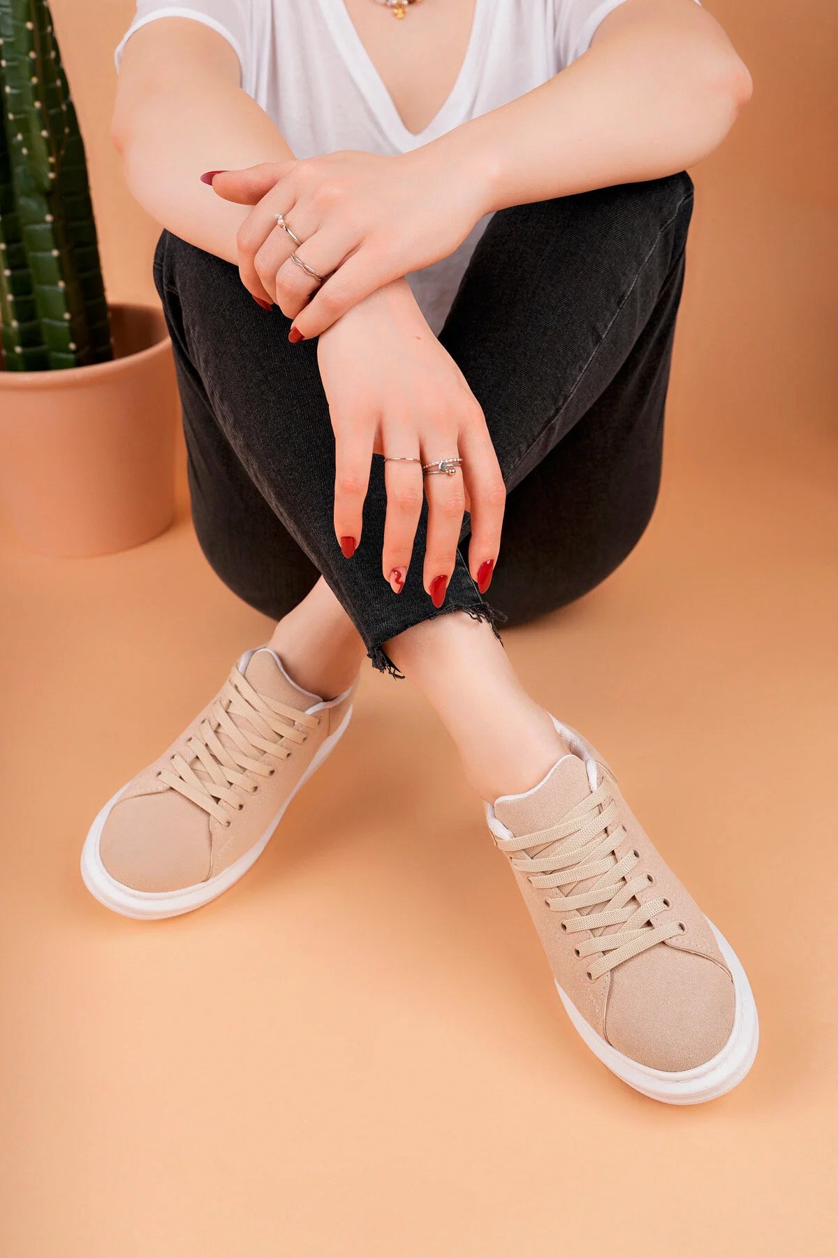 Luis a Costa LC101 Krem Süet Kadın Sneaker - 4