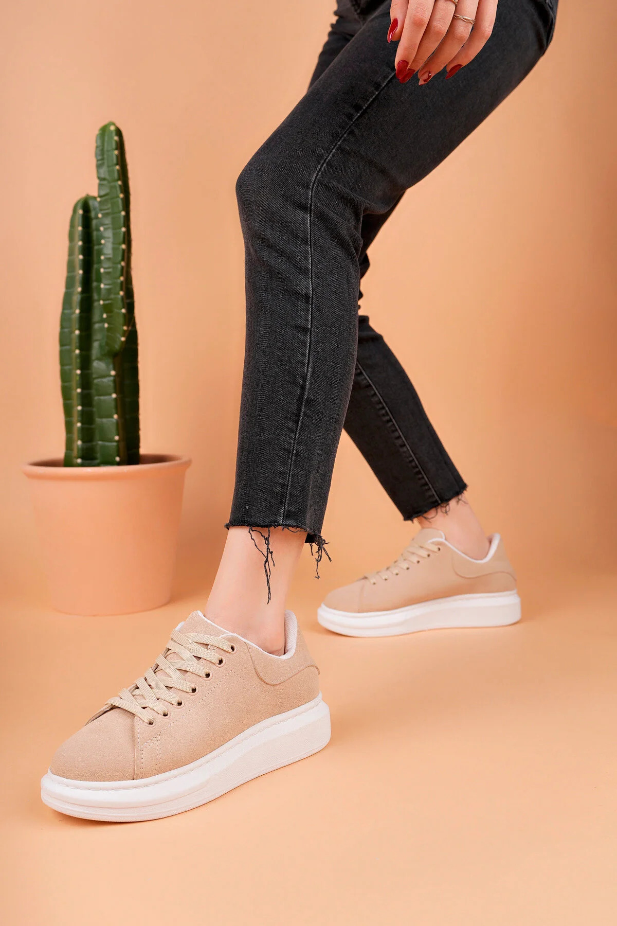 Luis a Costa LC101 Krem Süet Kadın Sneaker - 3