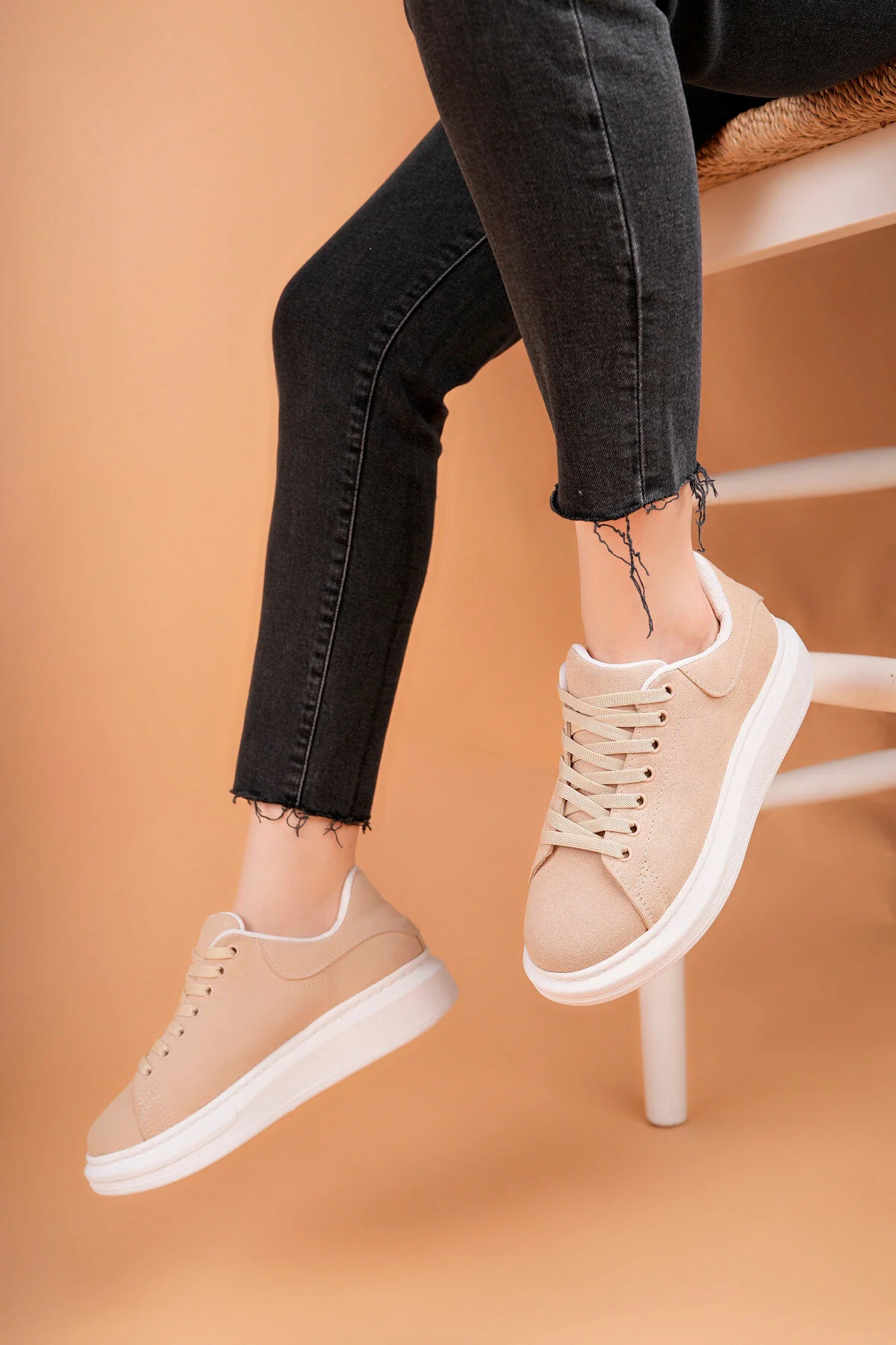 Luis a Costa LC101 Krem Süet Kadın Sneaker - 2