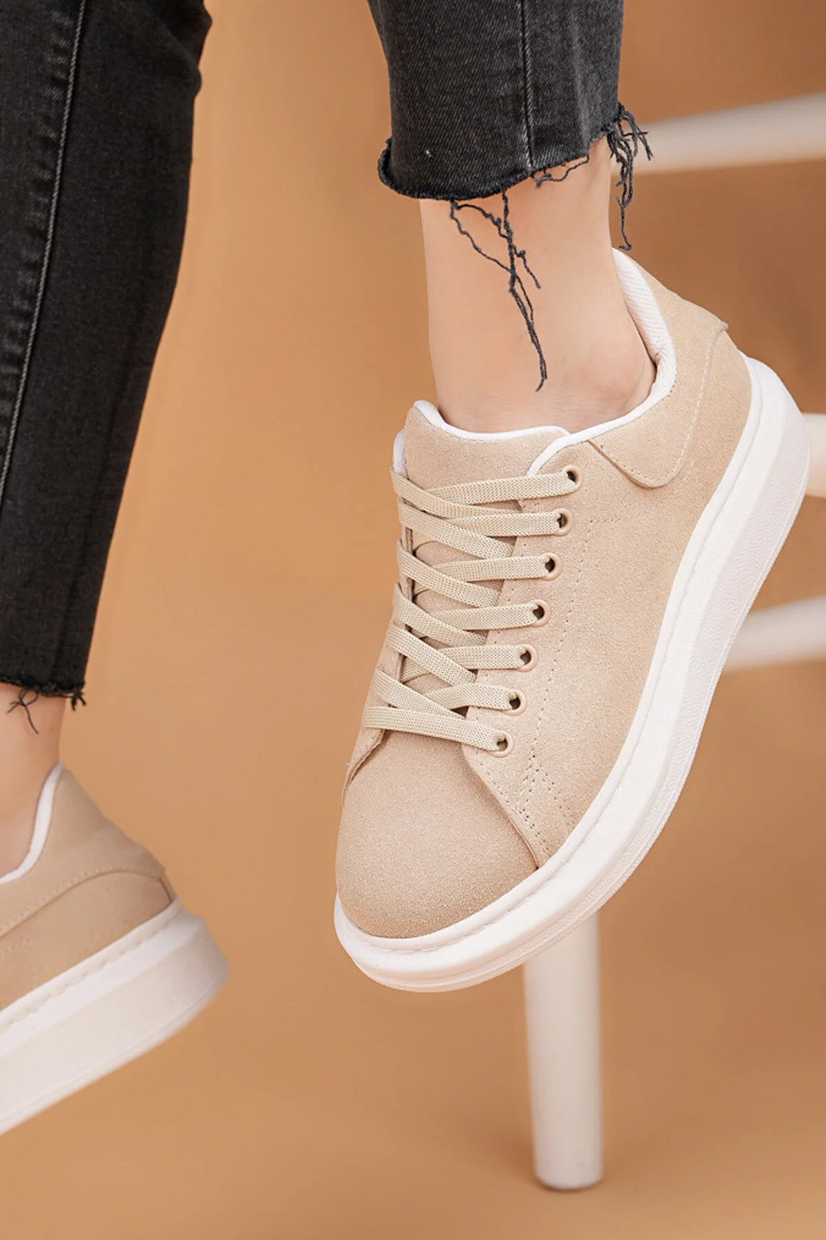 Luis a Costa LC101 Krem Süet Kadın Sneaker