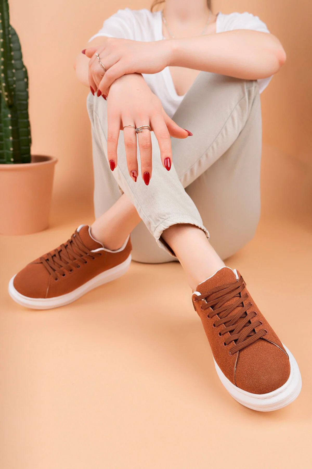 Luis a Costa LC101 Taba Süet Kadın Sneaker - 4