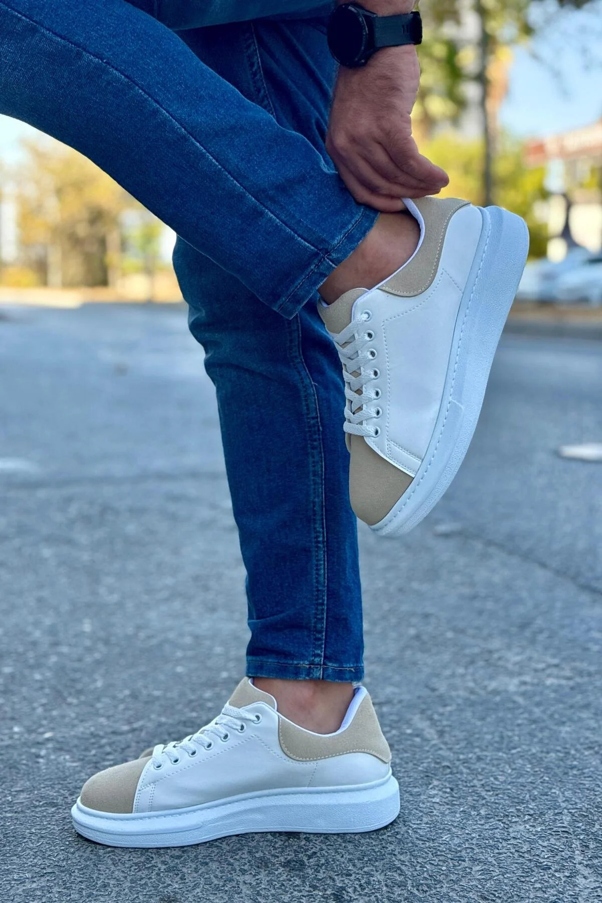 Luis a Costa LC109 Beyaz Bej Süet Erkek Sneaker - 6