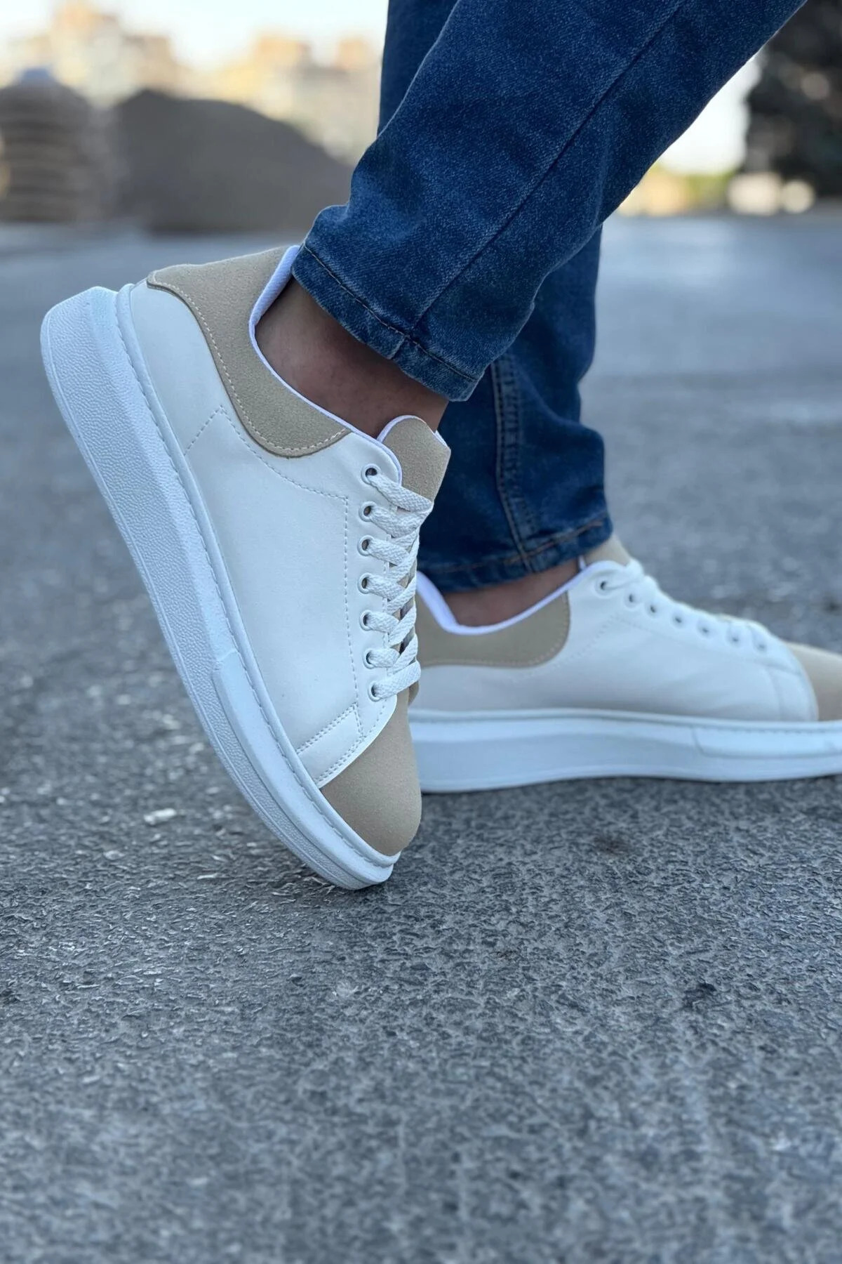 Luis a Costa LC109 Beyaz Bej Süet Erkek Sneaker - 5