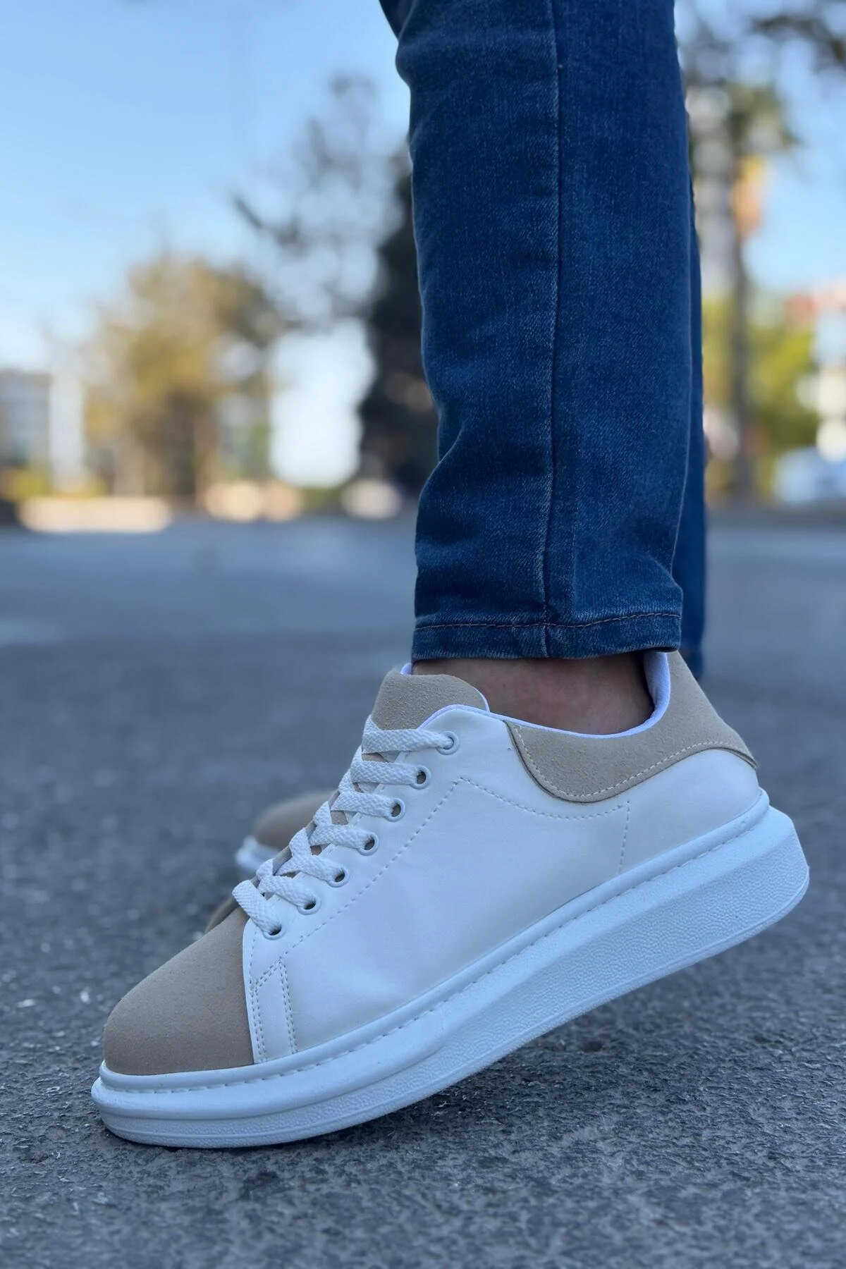 Luis a Costa LC109 Beyaz Bej Süet Erkek Sneaker - 4