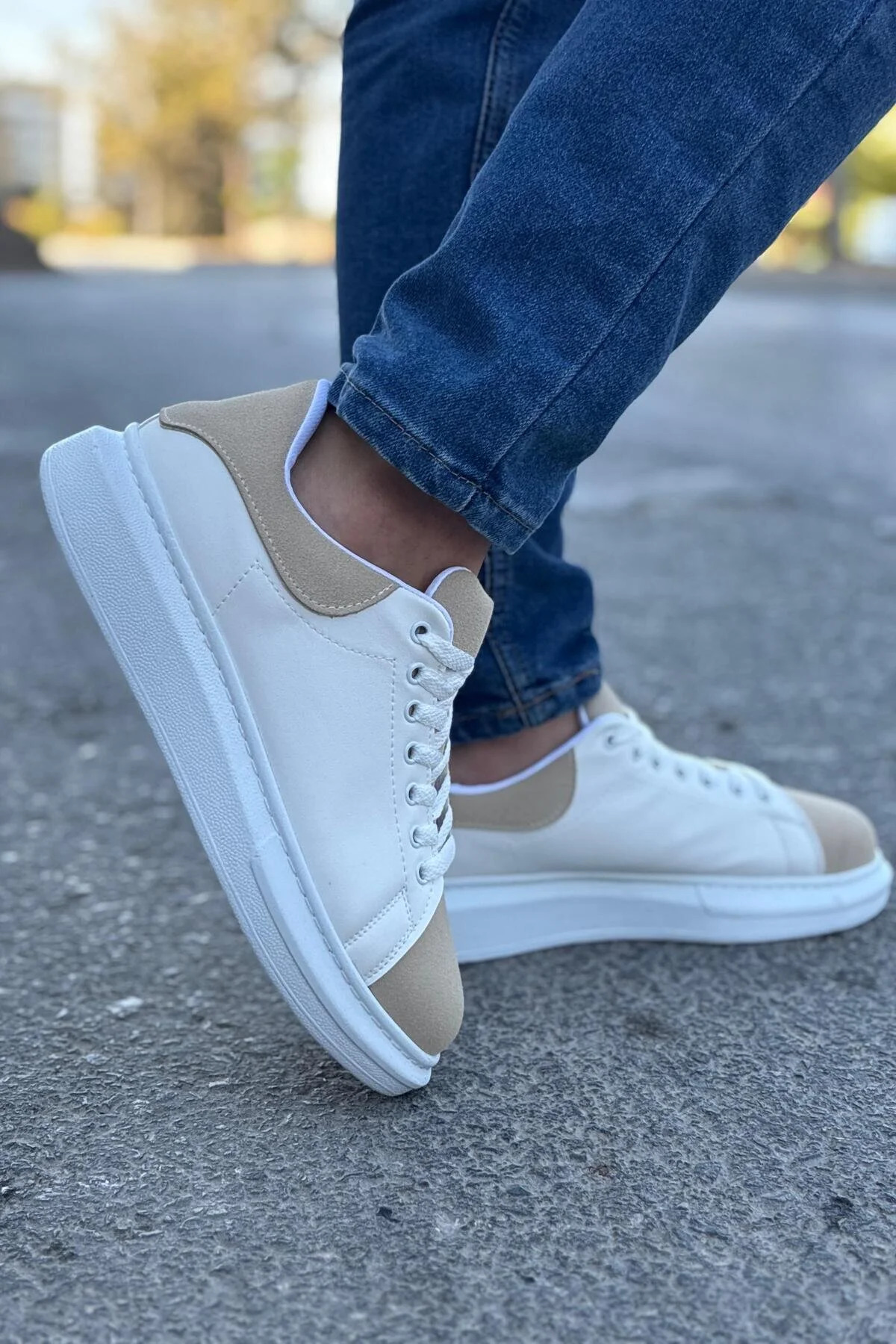 Luis a Costa LC109 Beyaz Bej Süet Erkek Sneaker - 2