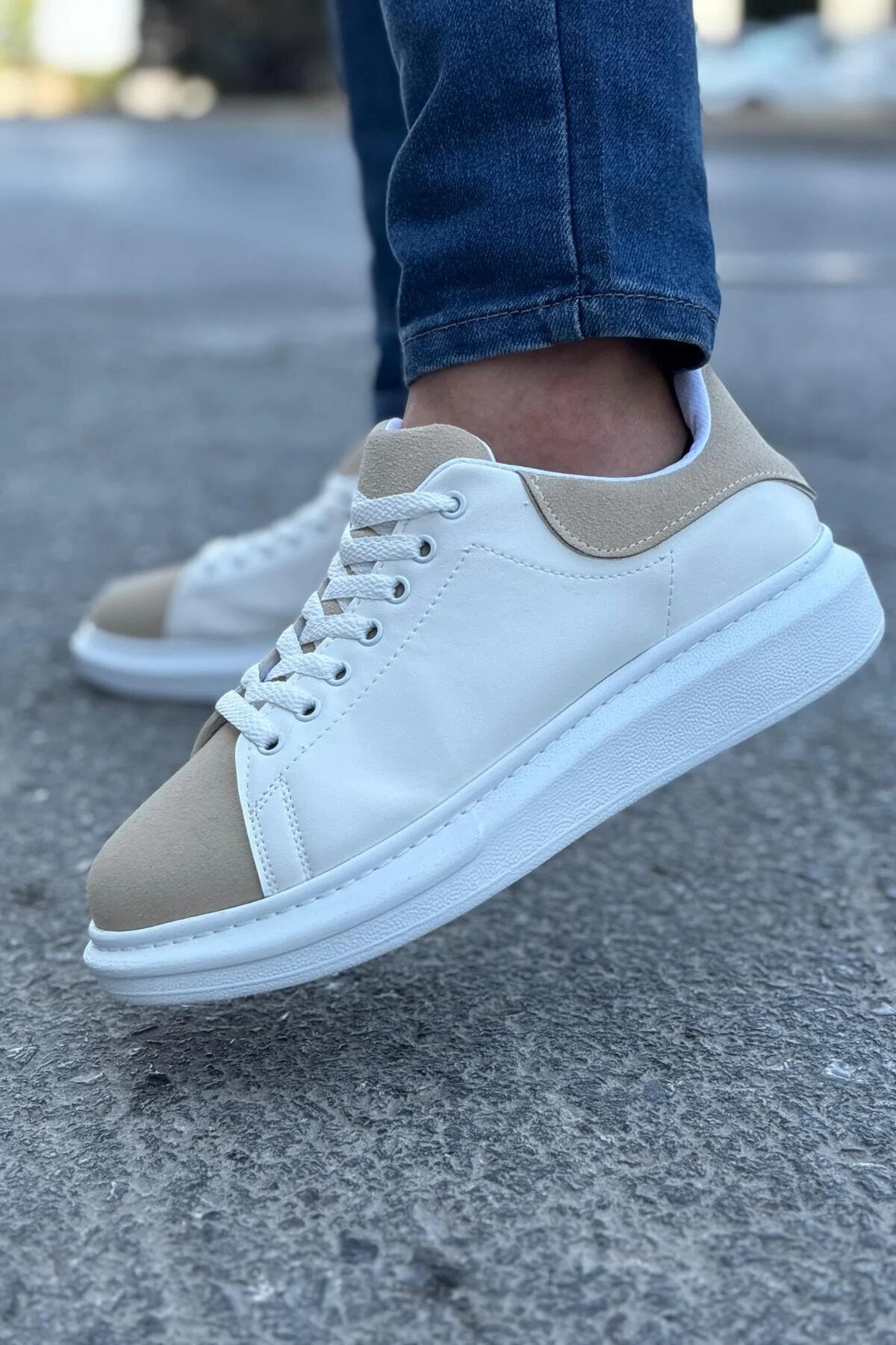 Luis a Costa LC109 Beyaz Bej Süet Erkek Sneaker