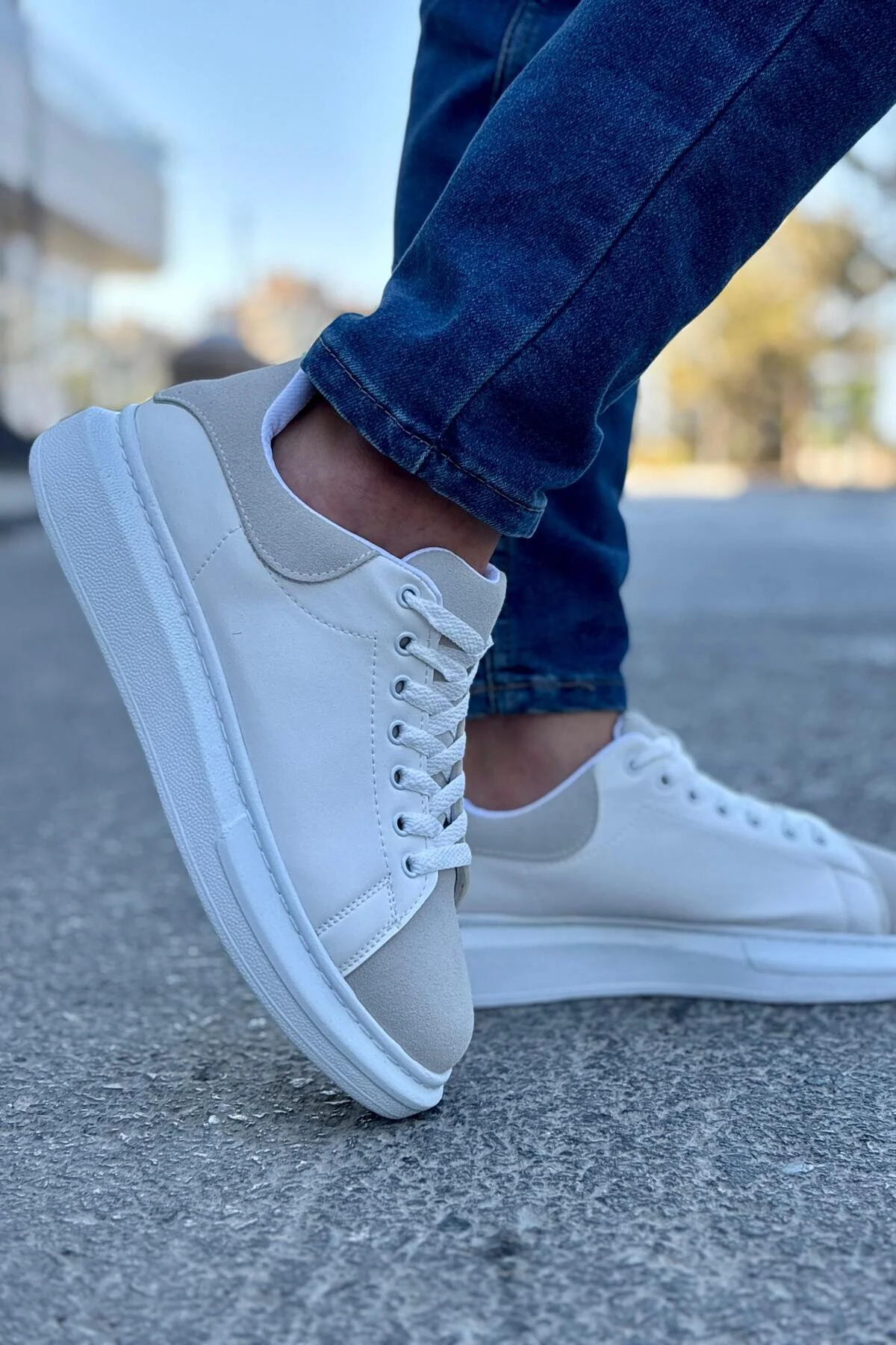 Luis a Costa LC109 Beyaz Gri Süet Erkek Sneaker