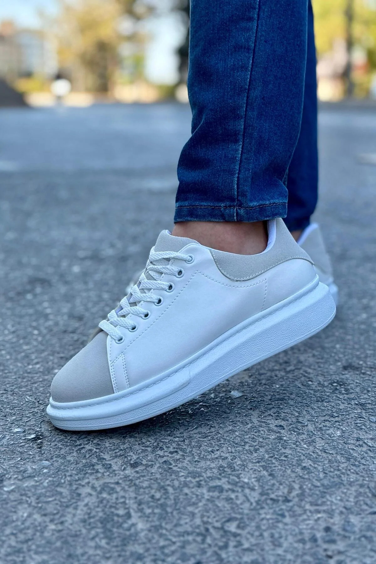 Luis a Costa LC109 Beyaz Gri Süet Erkek Sneaker - 4