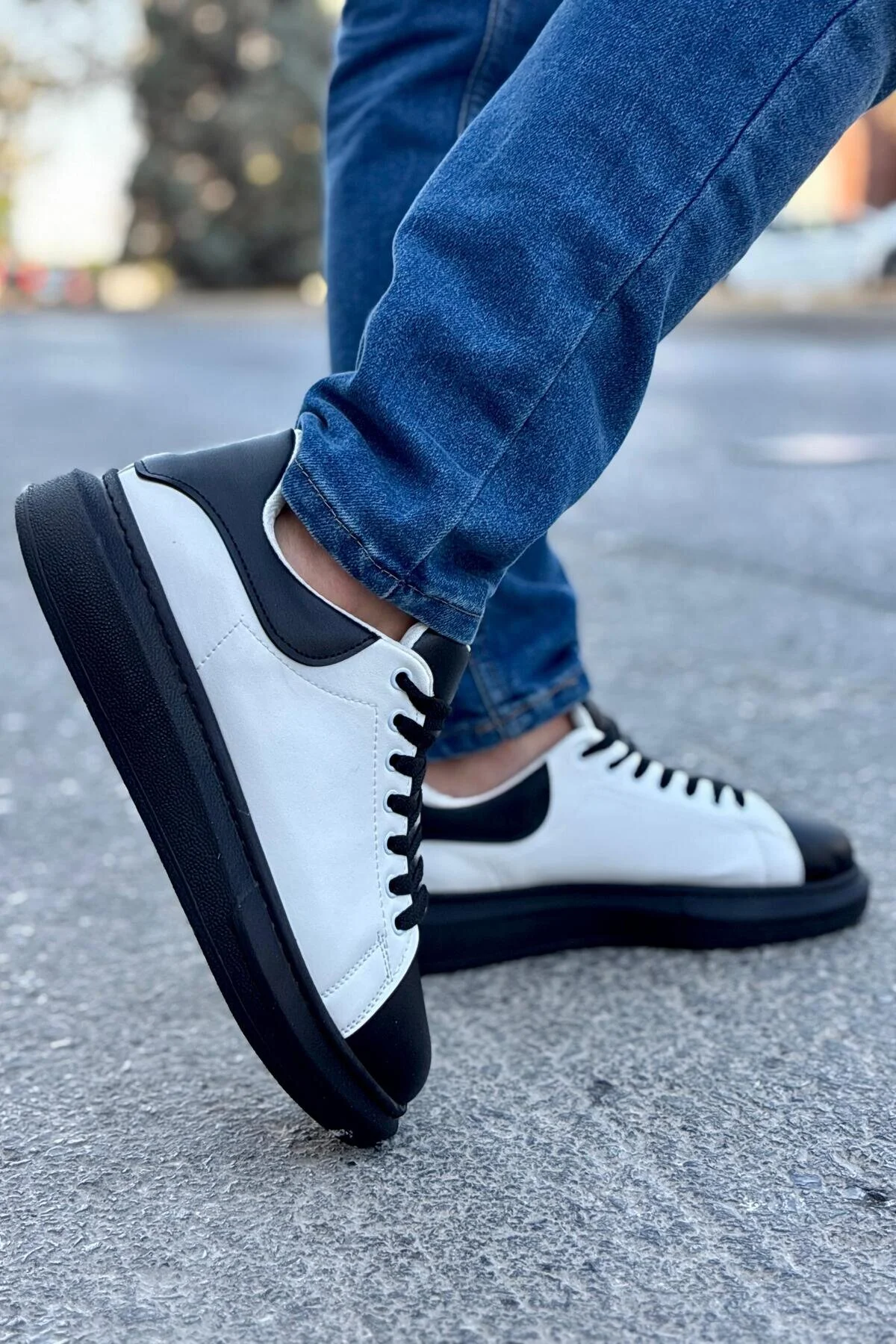 Luis a Costa LC109 Beyaz Siyah Cilt Siyah Taban Erkek Sneaker - 2