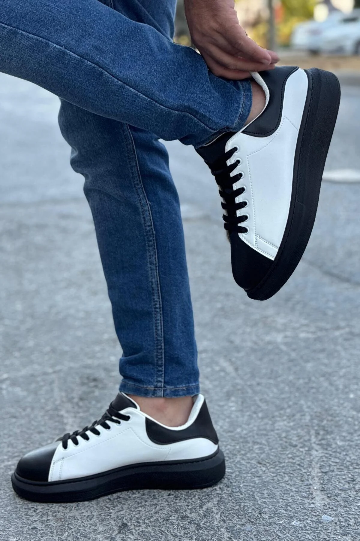 Luis a Costa LC109 Beyaz Siyah Cilt Siyah Taban Erkek Sneaker - 3