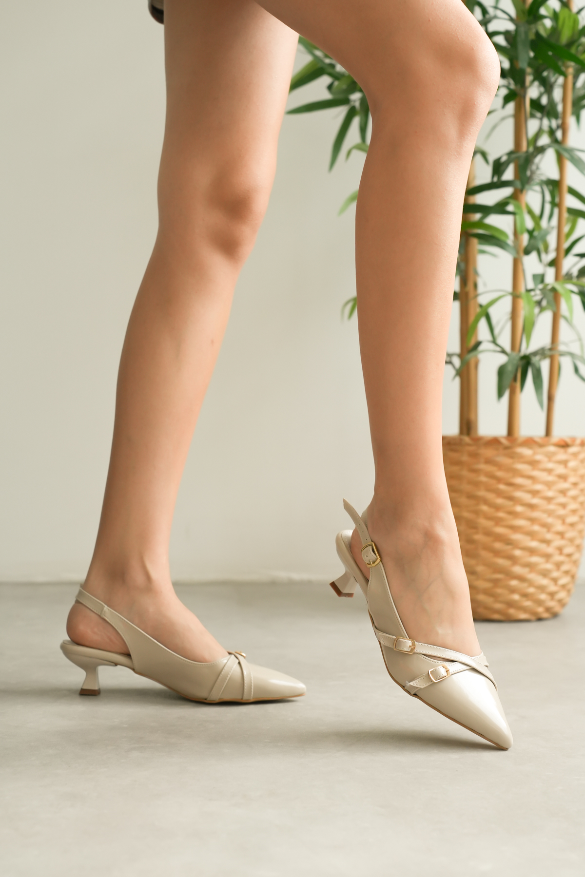 Luis a Costa 3 Tokalı Bej FINDIK Topuk 4 Cm Topuklu Ayakkabı - 6