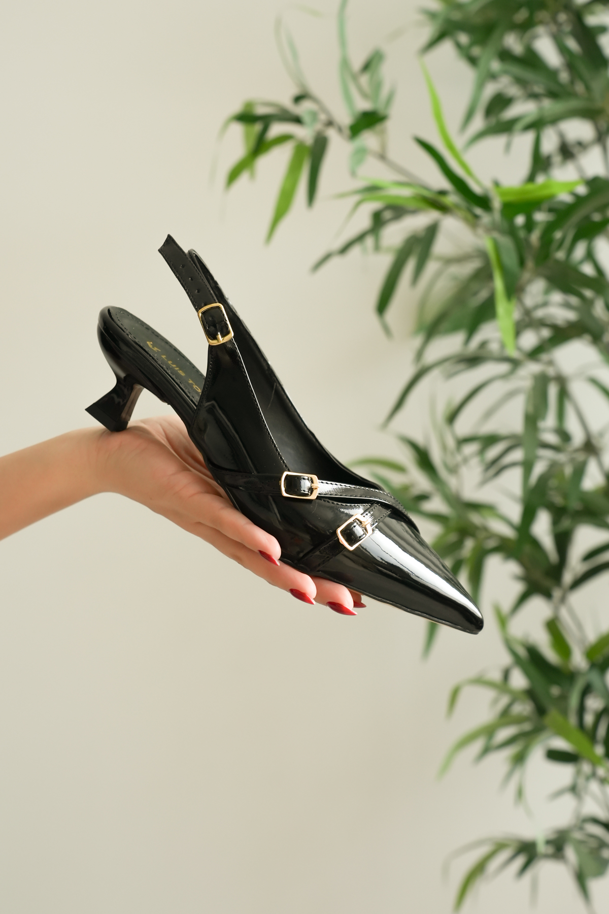 Luis a Costa 3 Tokalı Siyah FINDIK Topuk 4 Cm Topuklu Ayakkabı - 7