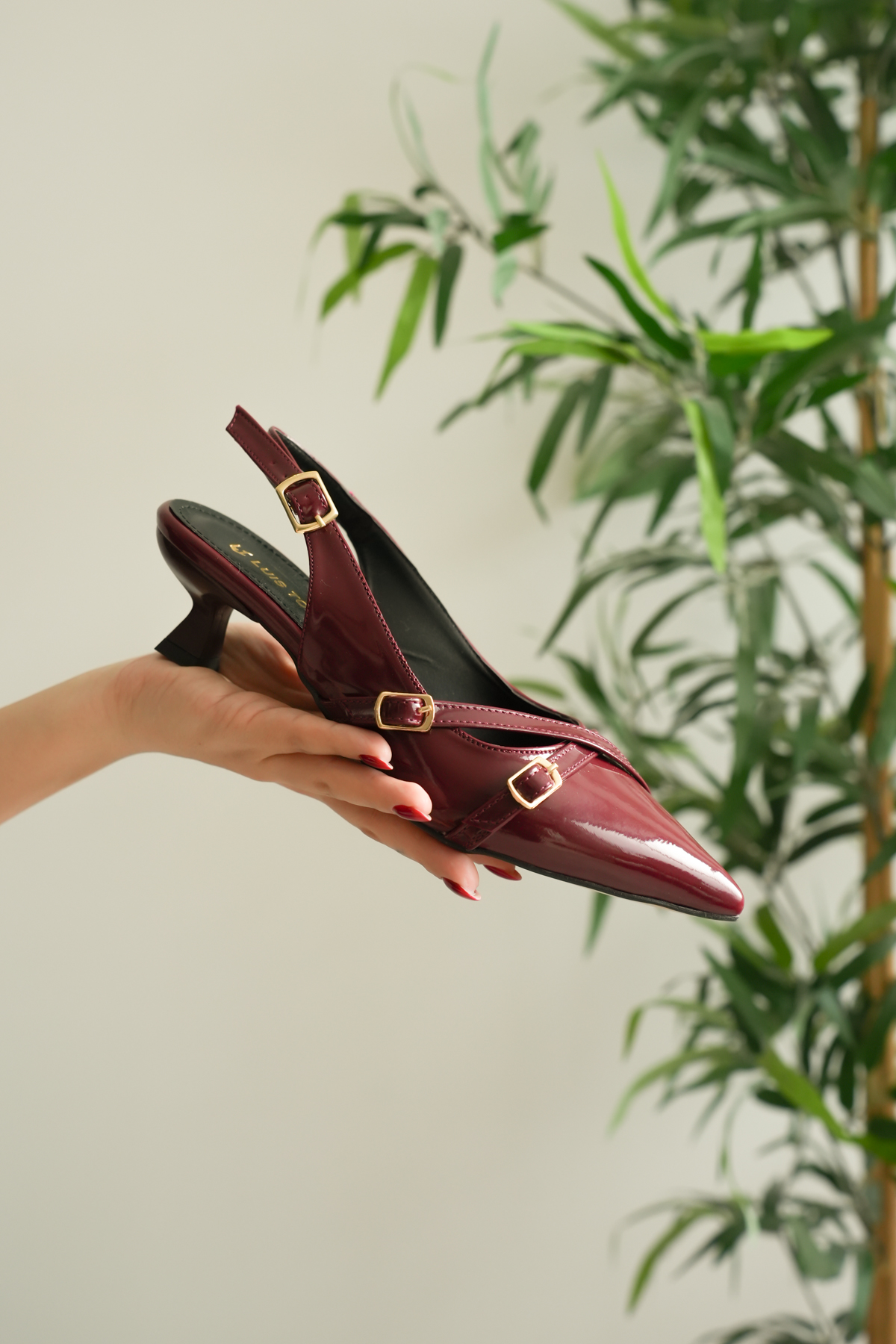 Luis a Costa 3 Tokalı Bordo FINDIK Topuk 4 Cm Topuklu Ayakkabı - 7