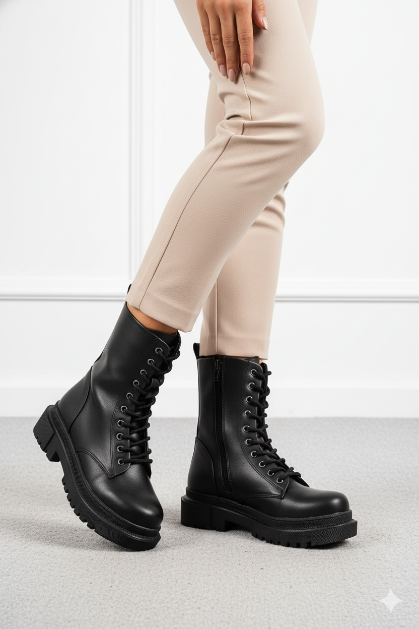 Luis a Costa LC001 4.5 CM Boy Uzatan Siyah Bağcıklı Bot - 4