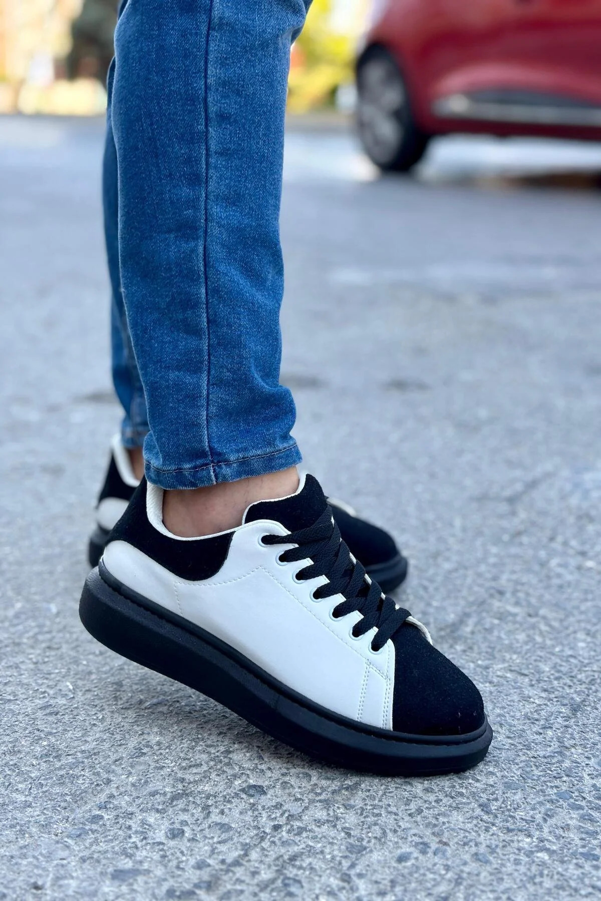 Luis a Costa LC109 Beyaz Siyah Süet SİYAH TABAN Erkek Sneaker - 5