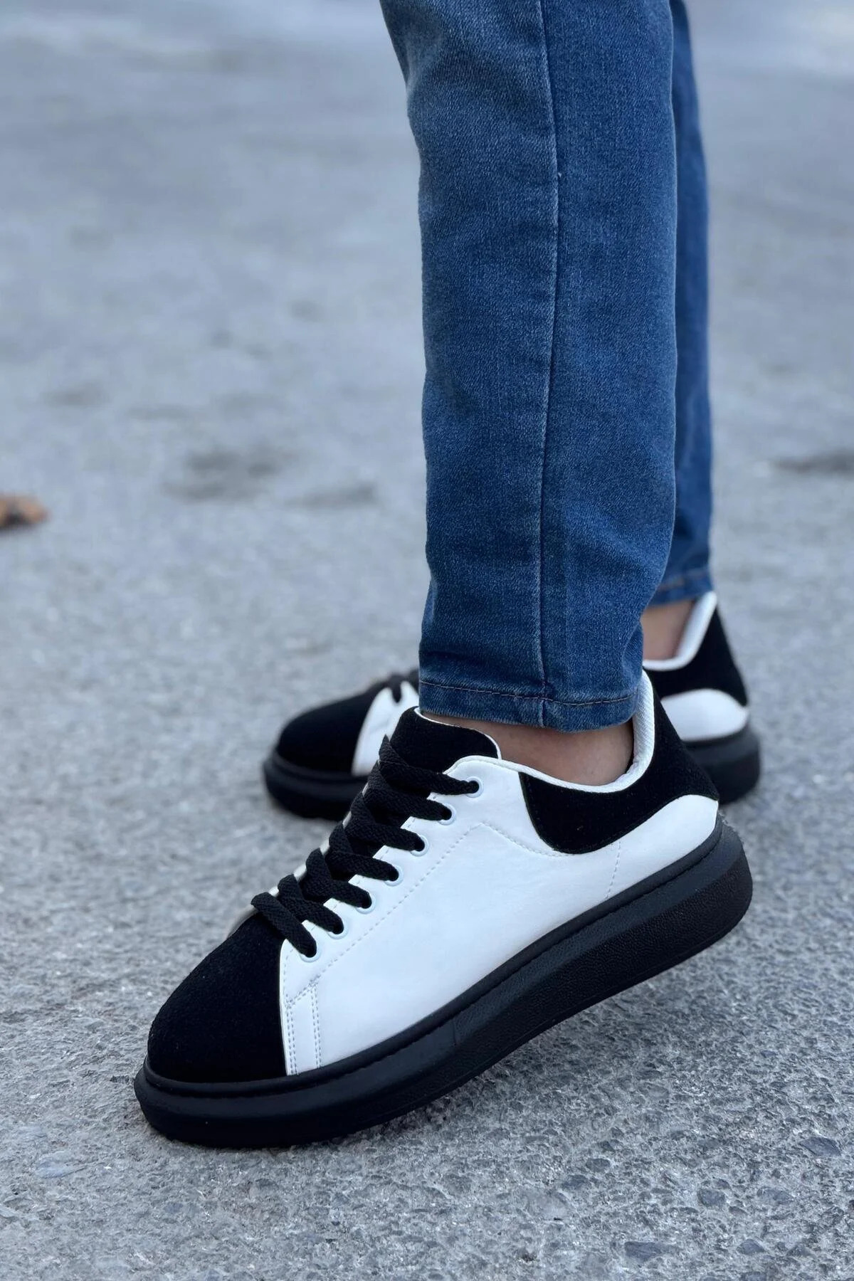 Luis a Costa LC109 Beyaz Siyah Süet SİYAH TABAN Erkek Sneaker - 4