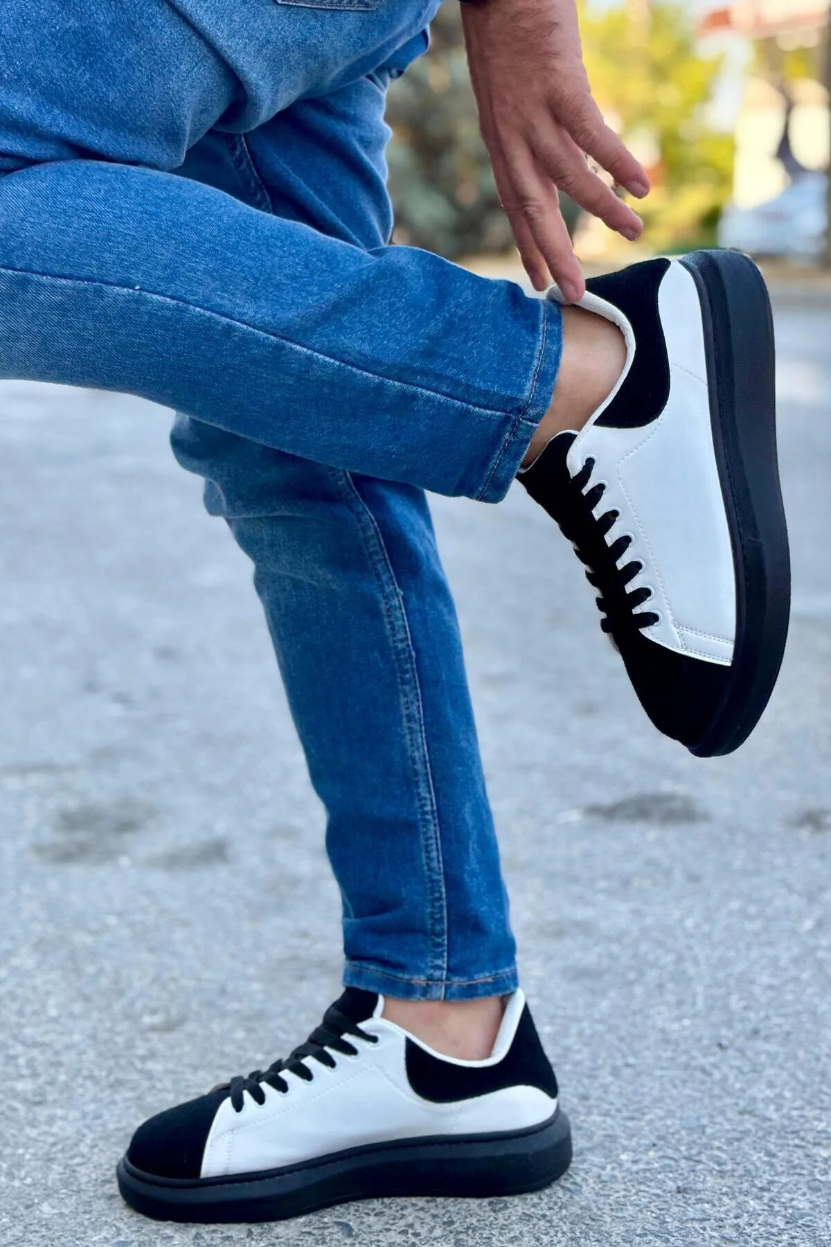 Luis a Costa LC109 Beyaz Siyah Süet SİYAH TABAN Erkek Sneaker - 2