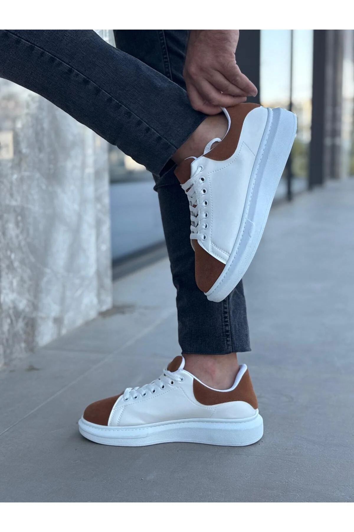 Luis a Costa LC109 Beyaz Taba Süet Erkek Sneaker - 3