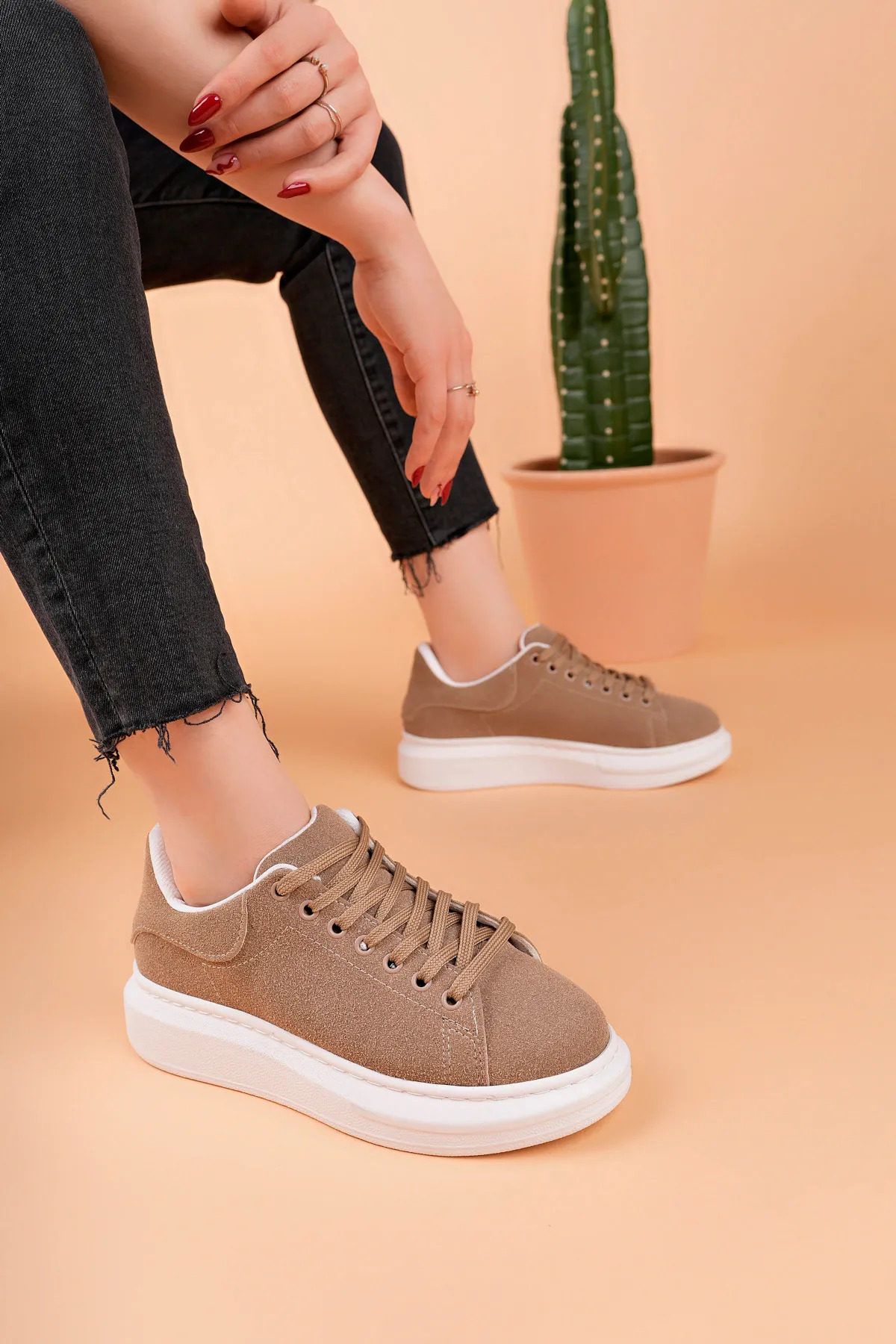 Luis a Costa LC101 Açık Kahve Süet Kadın Sneaker - 4