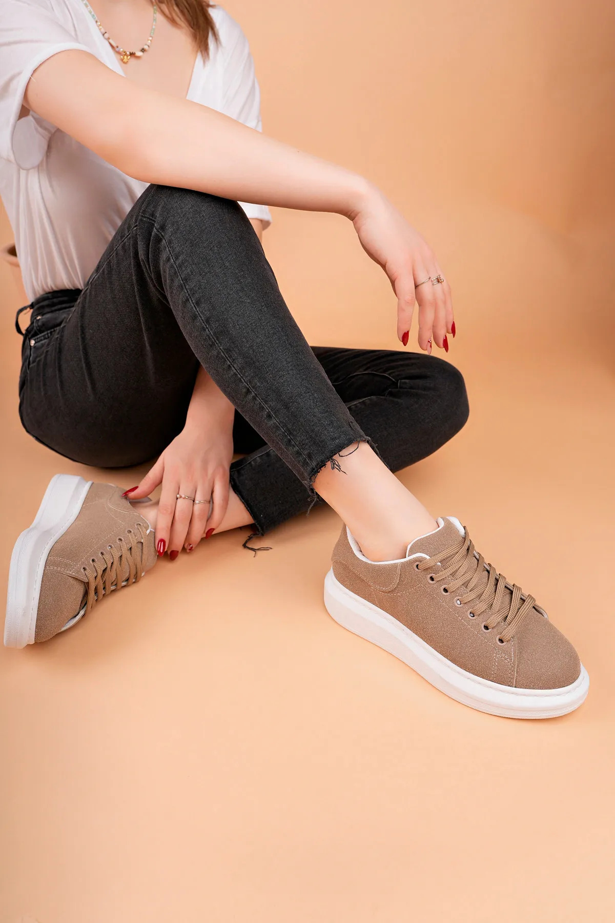 Luis a Costa LC101 Açık Kahve Süet Kadın Sneaker - 2