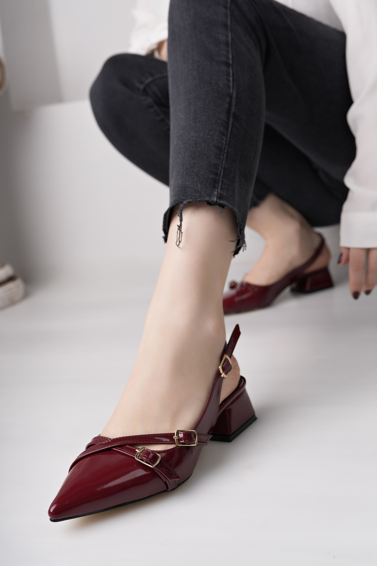 Luis a Costa 3 Tokalı Bordo 4 Cm Topuklu Ayakkabı - 3