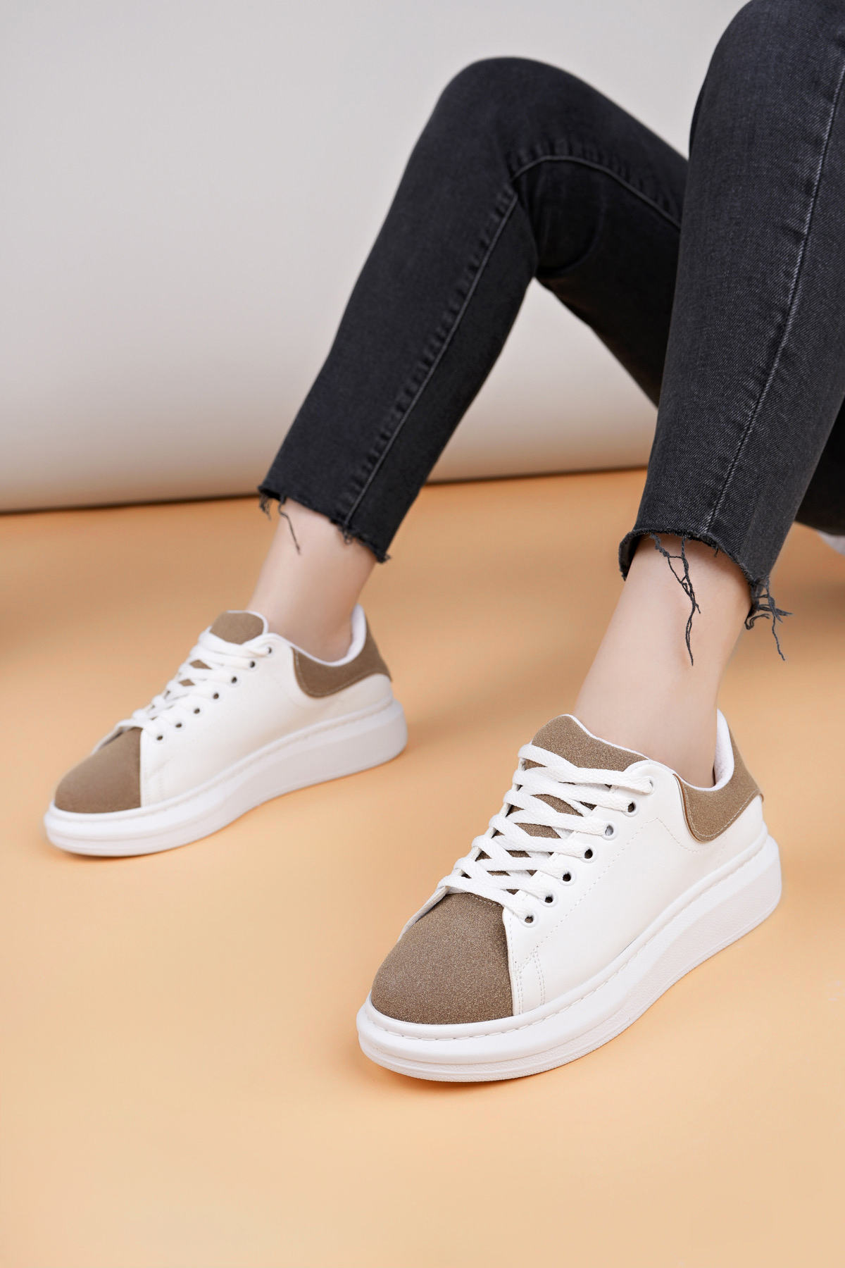 Luis a Costa LC109 Beyaz Kahve Süet Kadın Sneaker