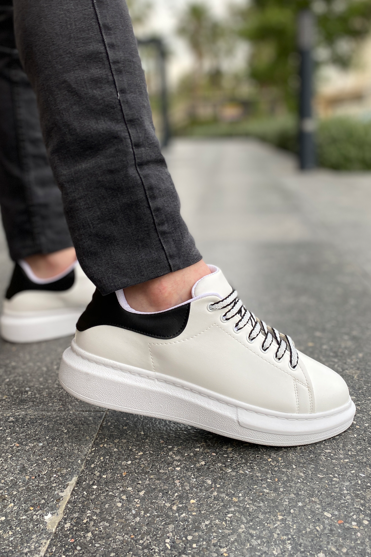 Luis a Costa LC107 Beyaz Arka Siyah Bağcıklı Erkek Ayakkabı - 3