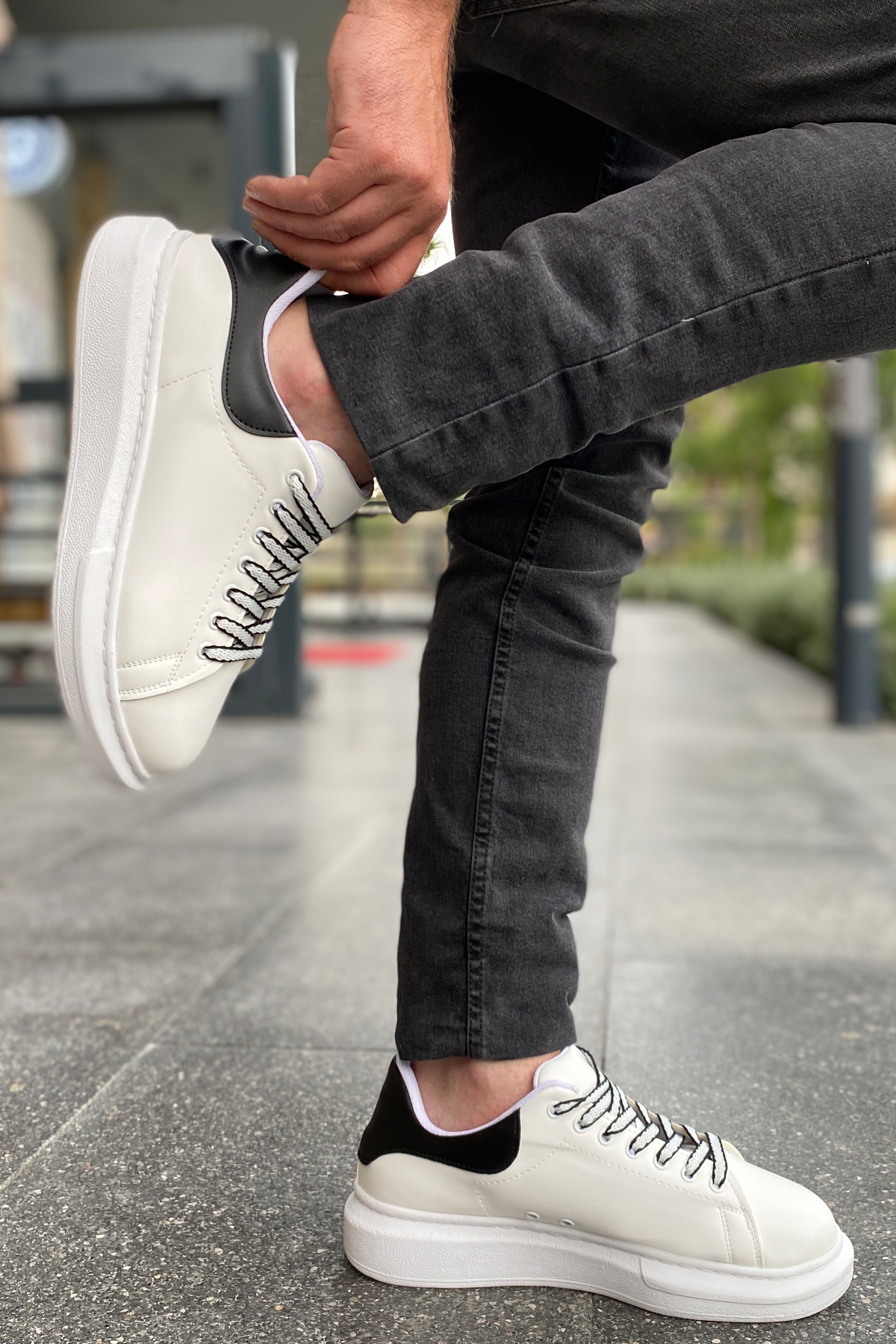 Luis a Costa LC107 Beyaz Arka Siyah Bağcıklı Erkek Ayakkabı - 2