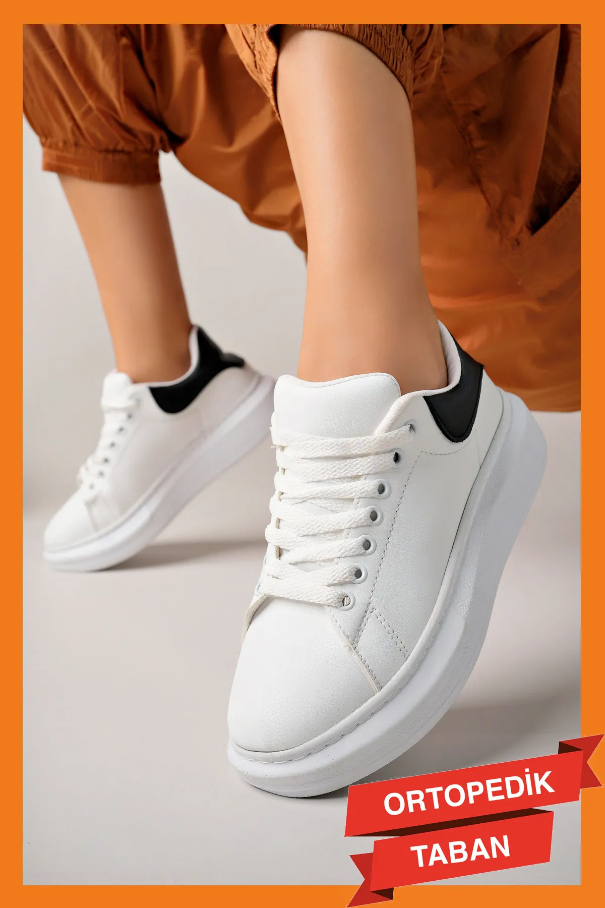 Luis a Costa LC101 Beyaz Arka Siyah Bağcıklı Kadın Ayakkabı - 4