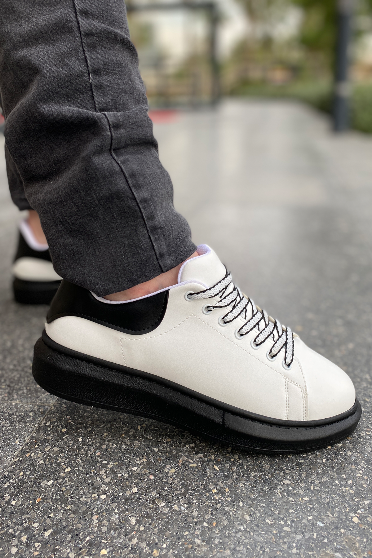 Luis a Costa LC107 Beyaz Arka Siyah ST Bağcıklı Erkek Ayakkabı - 3