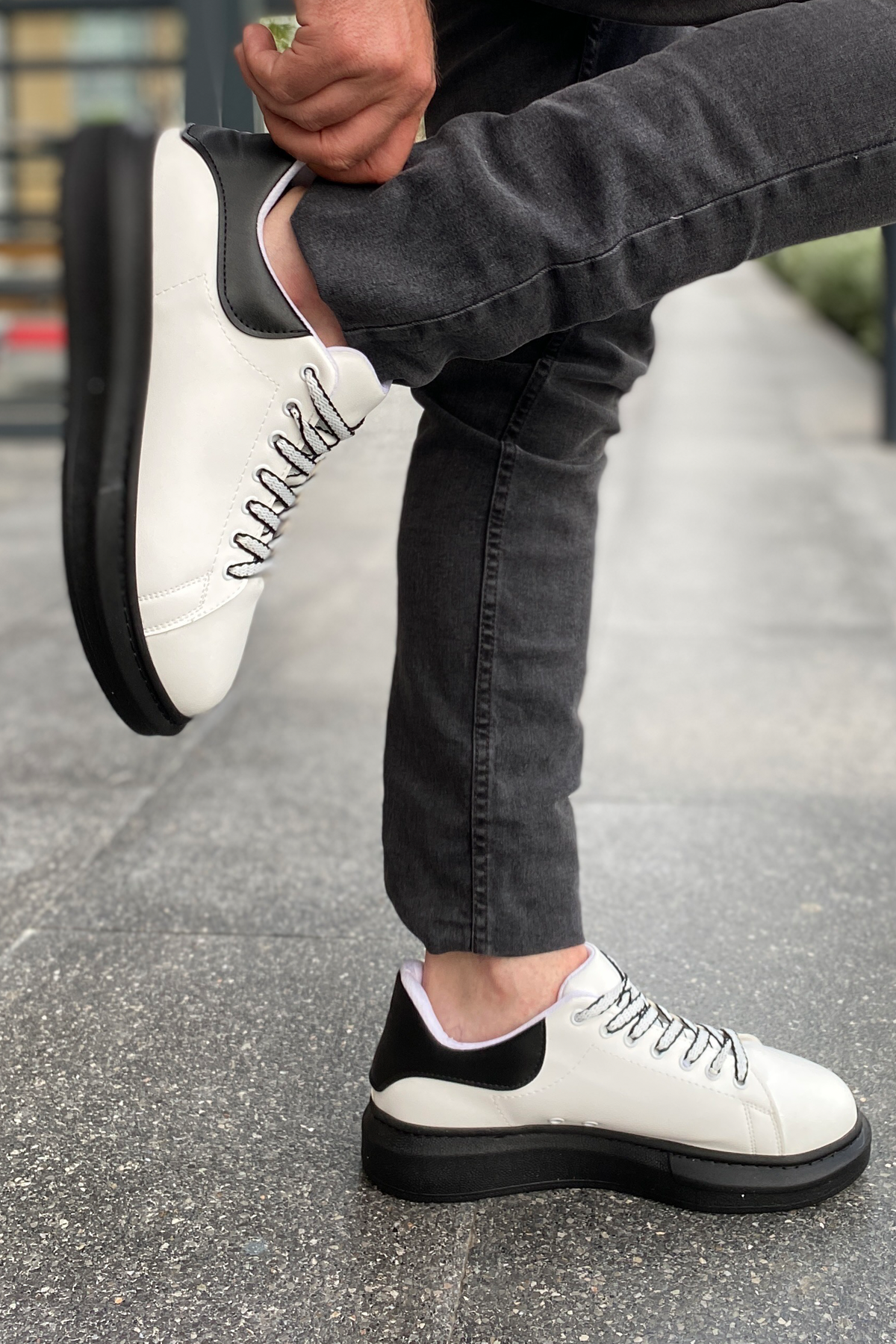 Luis a Costa LC107 Beyaz Arka Siyah ST Bağcıklı Erkek Ayakkabı - 2