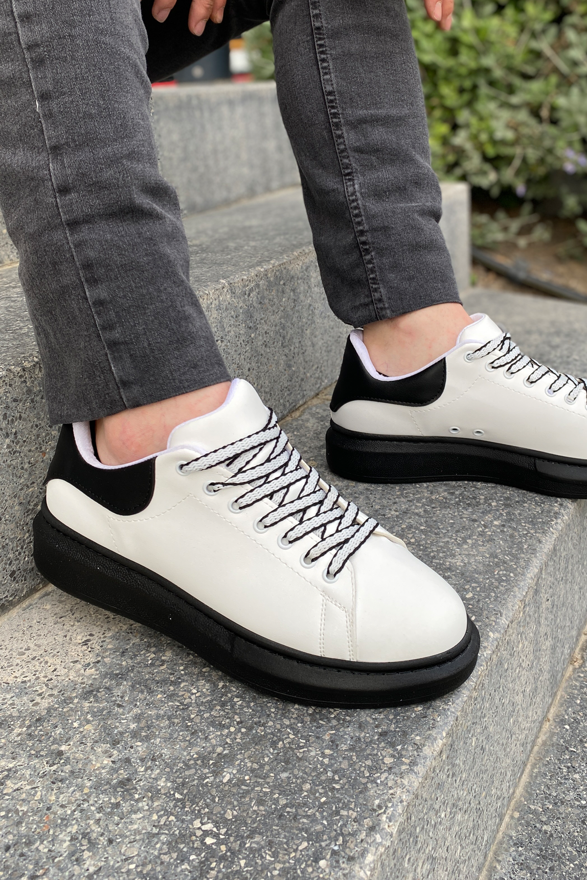 Luis a Costa LC107 Beyaz Arka Siyah ST Bağcıklı Erkek Ayakkabı