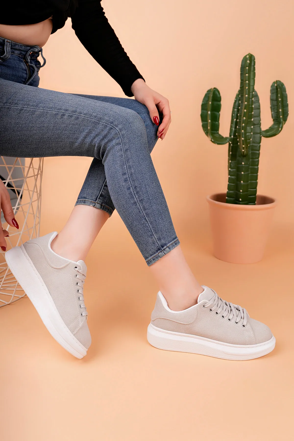 Luis a Costa LC101 Gri Süet Kadın Sneaker - 2