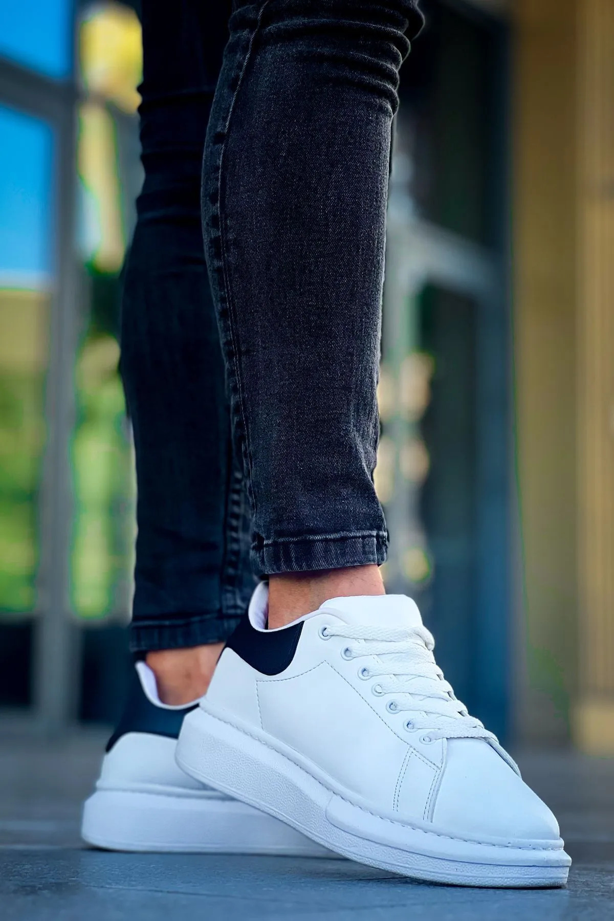 Luis a Costa LC101 Beyaz Arka Siyah Bağcıklı Erkek Ayakkabı - 4