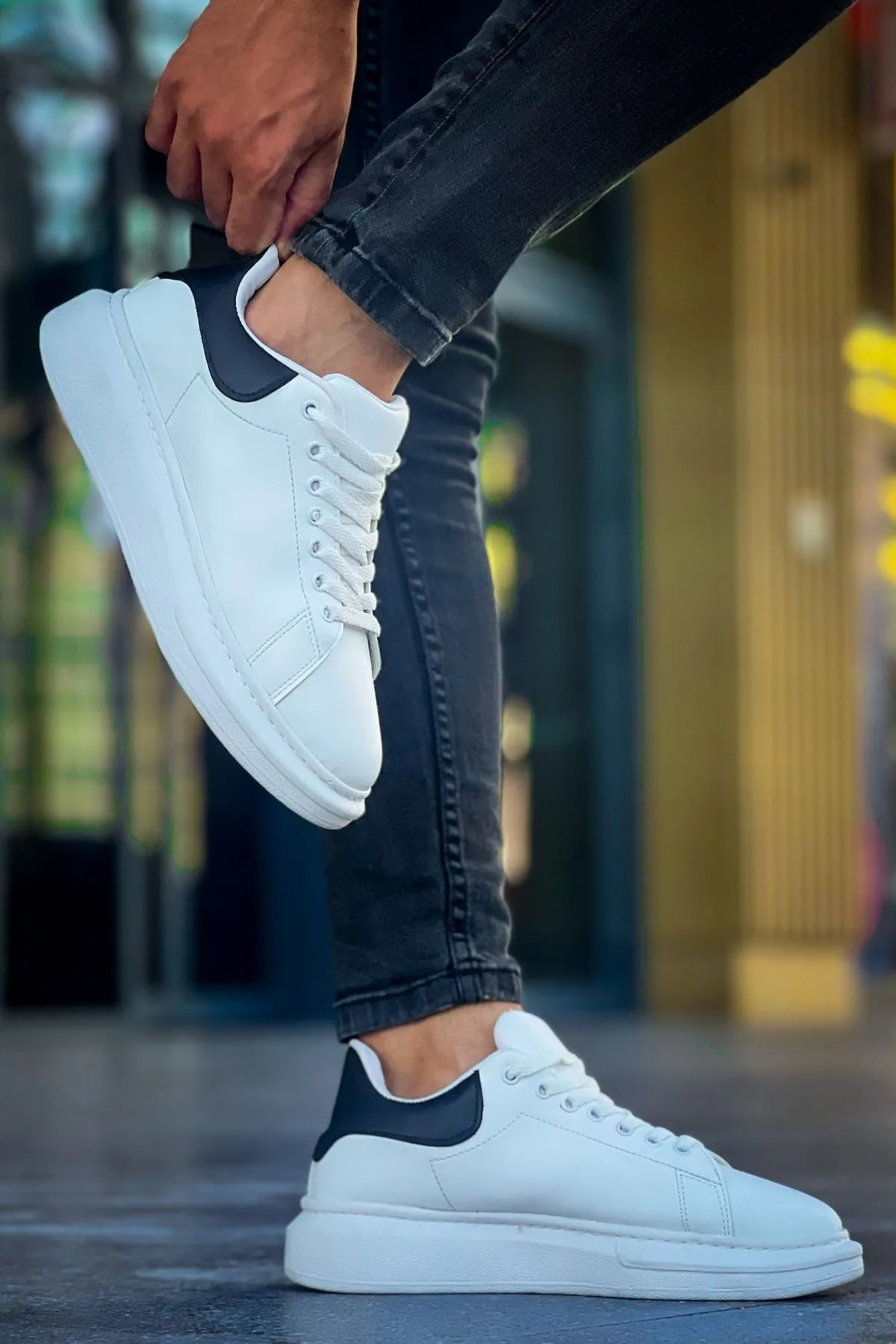 Luis a Costa LC101 Beyaz Arka Siyah Bağcıklı Erkek Ayakkabı - 2