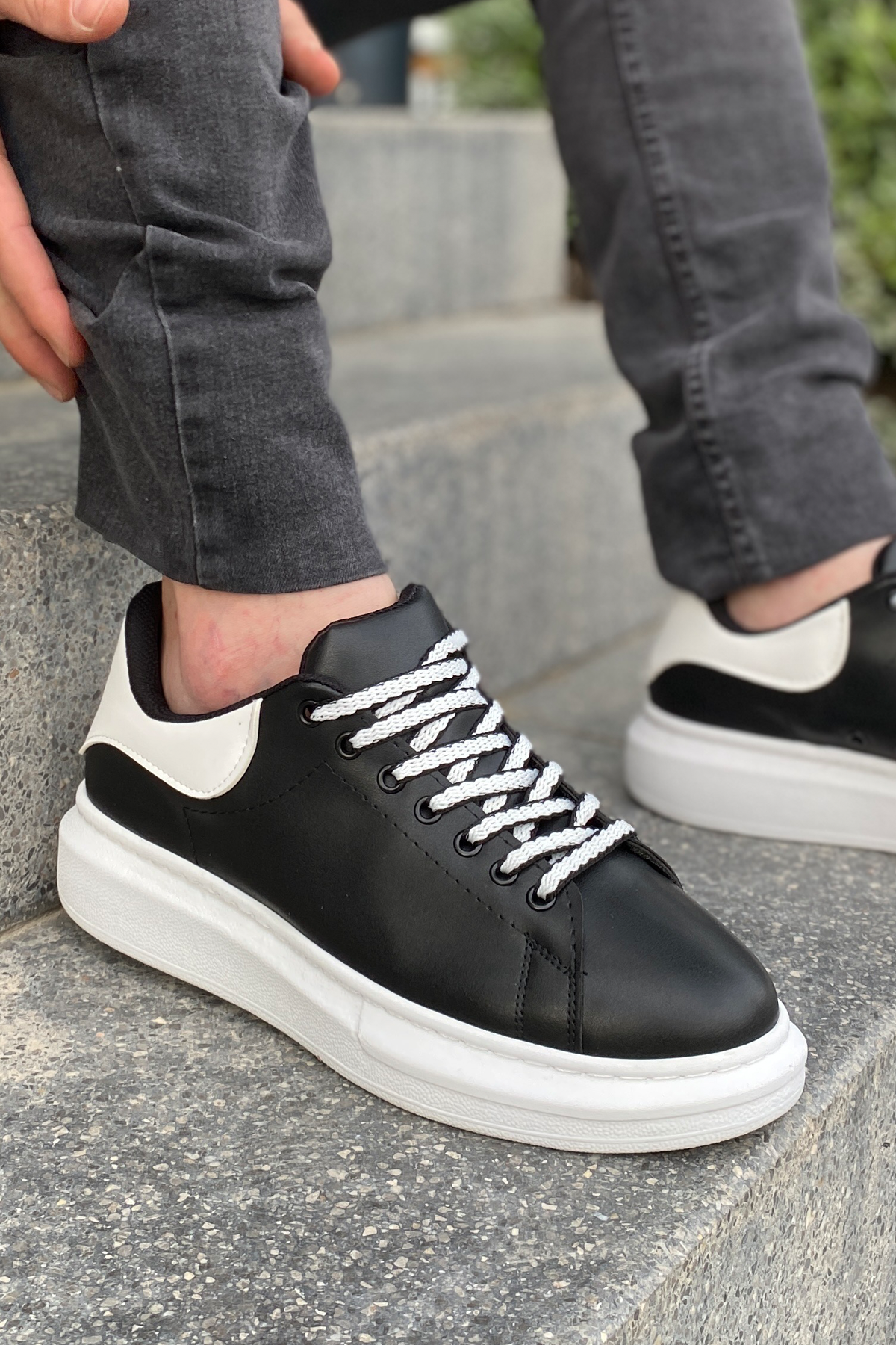 Luis a Costa LC107 Siyah Arka Beyaz BT Bağcıklı Erkek Ayakkabı