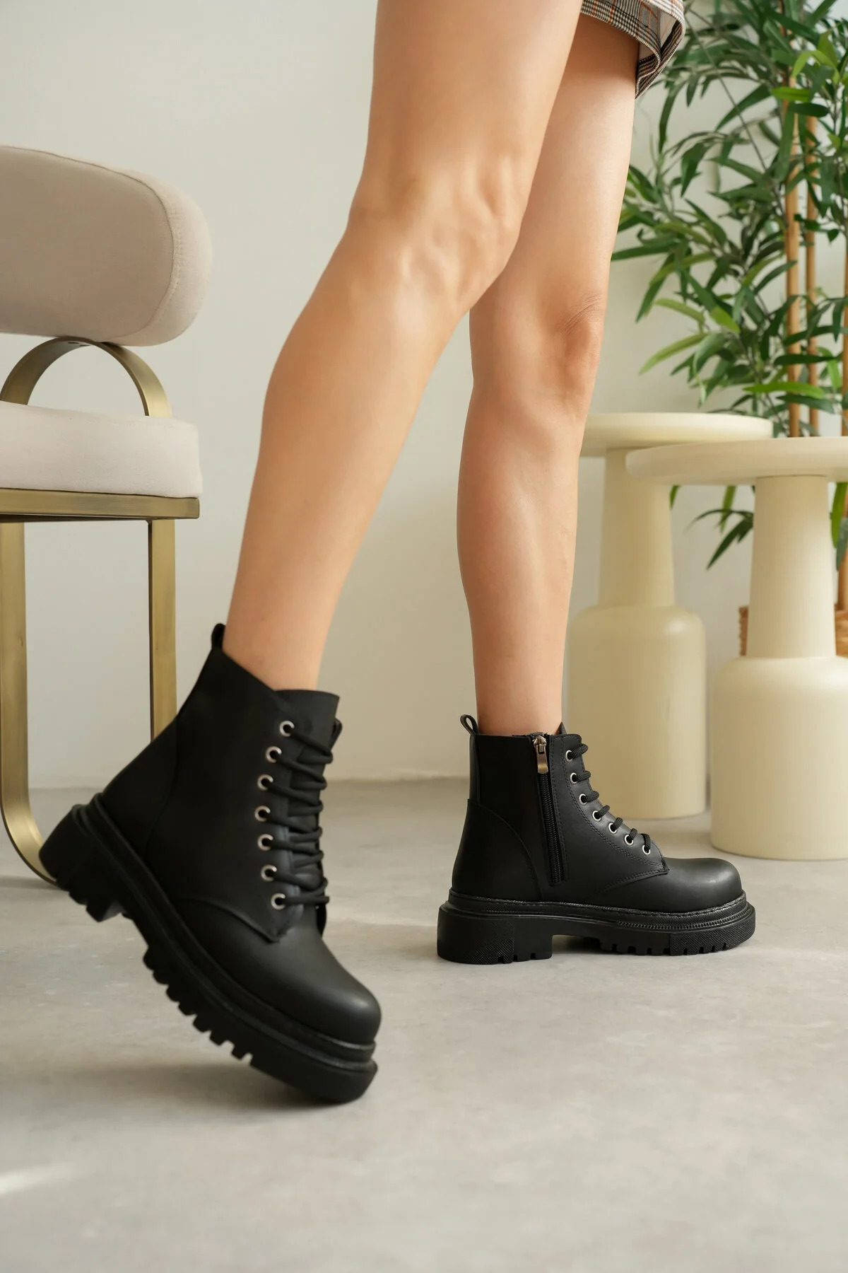 Luis a Costa LC001 4.5 CM Siyah Kısa Bağcıklı Bot - 2